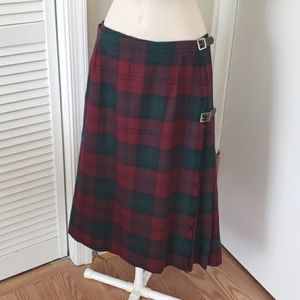 Vintage Country Life Scottish Plaid Pleated Wool Kilt Skirt Size EU 10